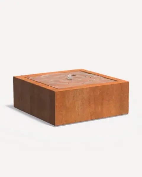Фонтан квадратний «Водяний стіл», сталь CorTen, 100 см